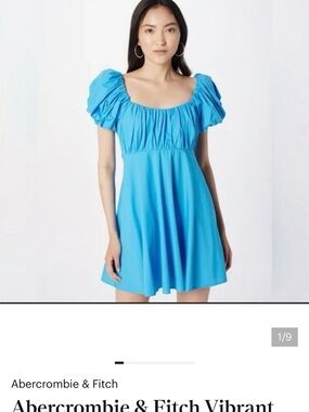 Abercrombie & Fitch Bright Blue Puff-Sleeve Mini Dress